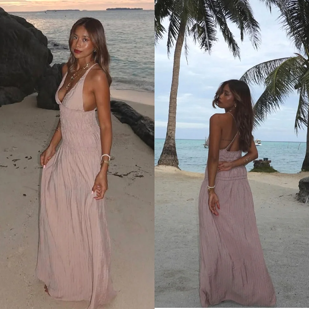 Zara Flowy Maxi Dress Pink Size XS S M